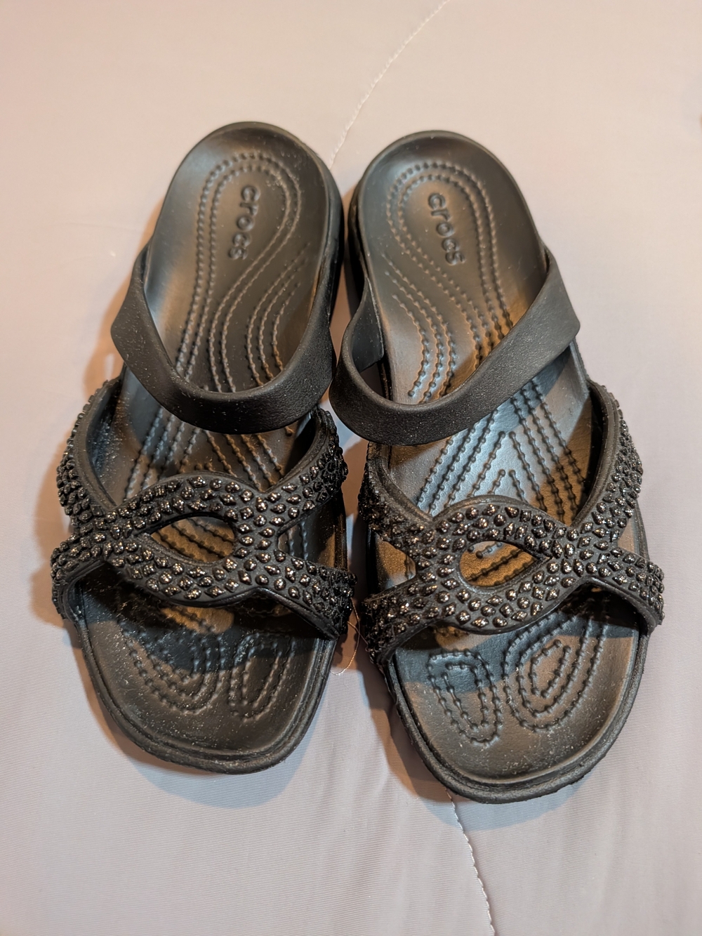 Crocs Women's Meleen Twist Diamonte Black Sandals, Size 8
